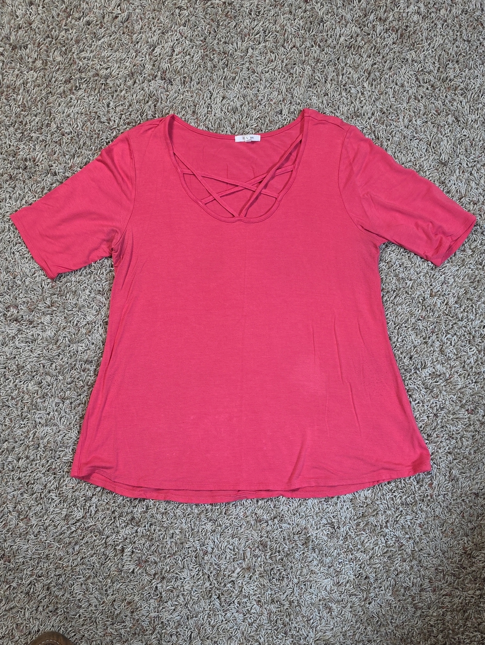 Maurices Coral Pink Crisscross Short Sleeve Tee